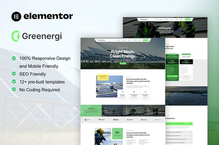 Greenergi – Solar & Green Renewable Energy Elementor Pro Template Kit