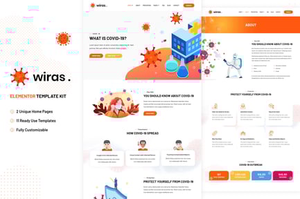 Wiras – Covid-19 Health Elementor Template Kit