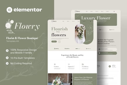 Flowry – Florist & Flower Boutique Elementor Template Kit