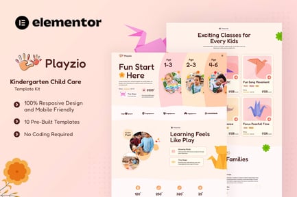 Playzio – Kindergarten Child Care Elementor Template Kit