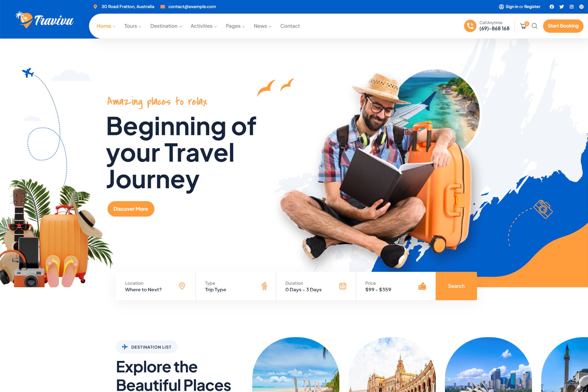 Travivu – Travel & Tour Booking Wordpress Theme