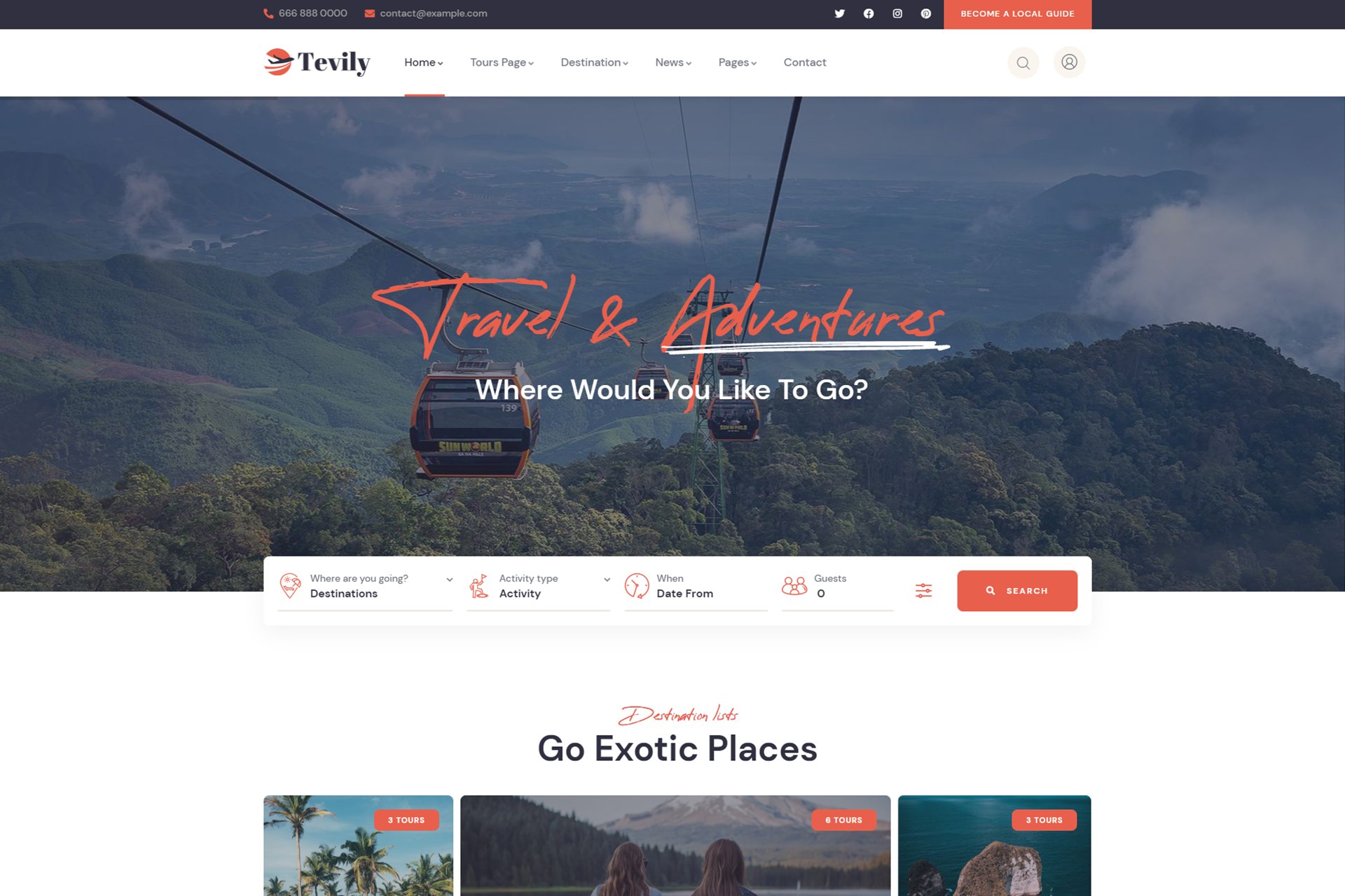 Tevily – Travel & Tour Booking Wordpress Theme