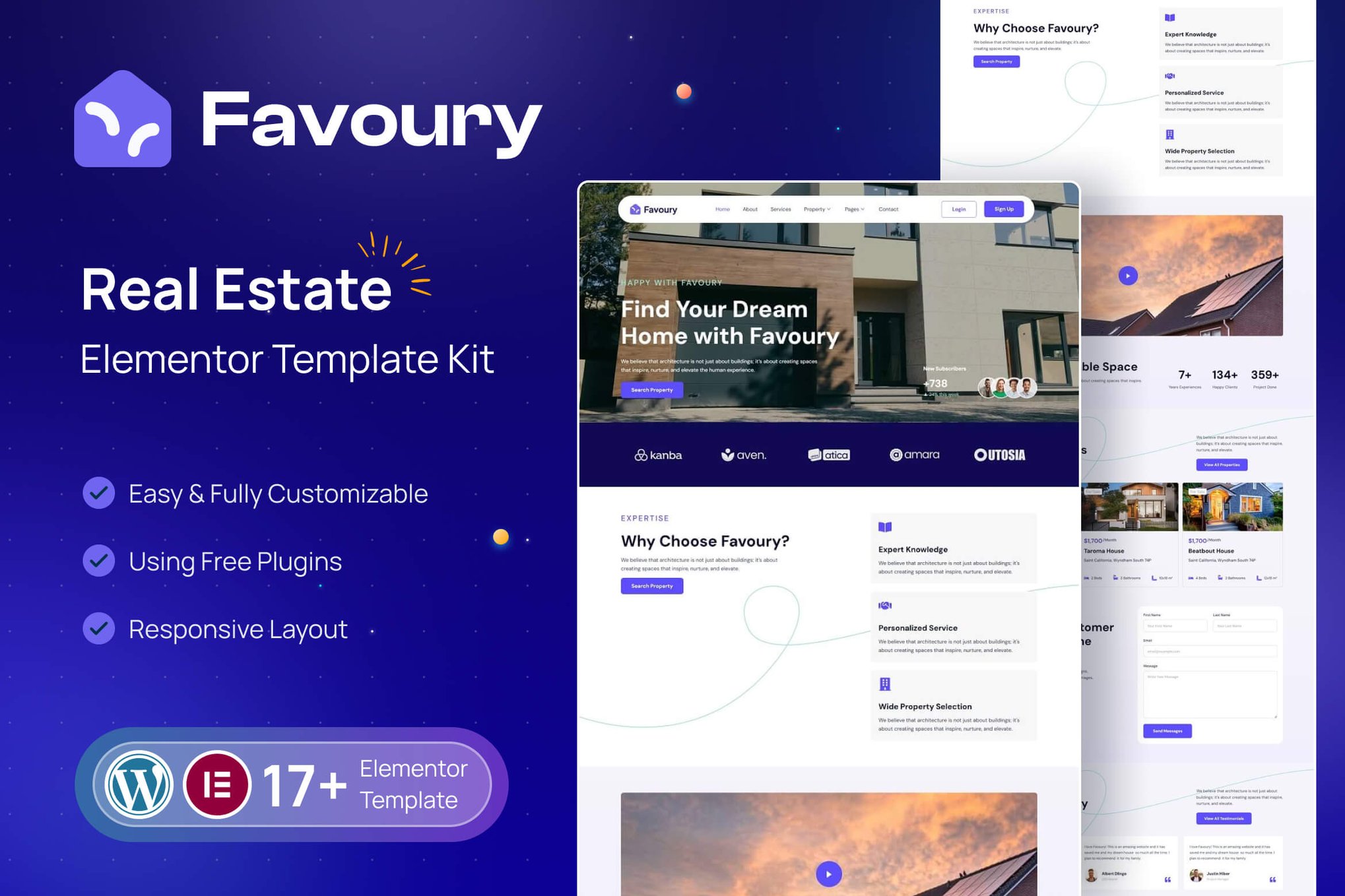 Favoury – Property Agency Elementor Template Kit