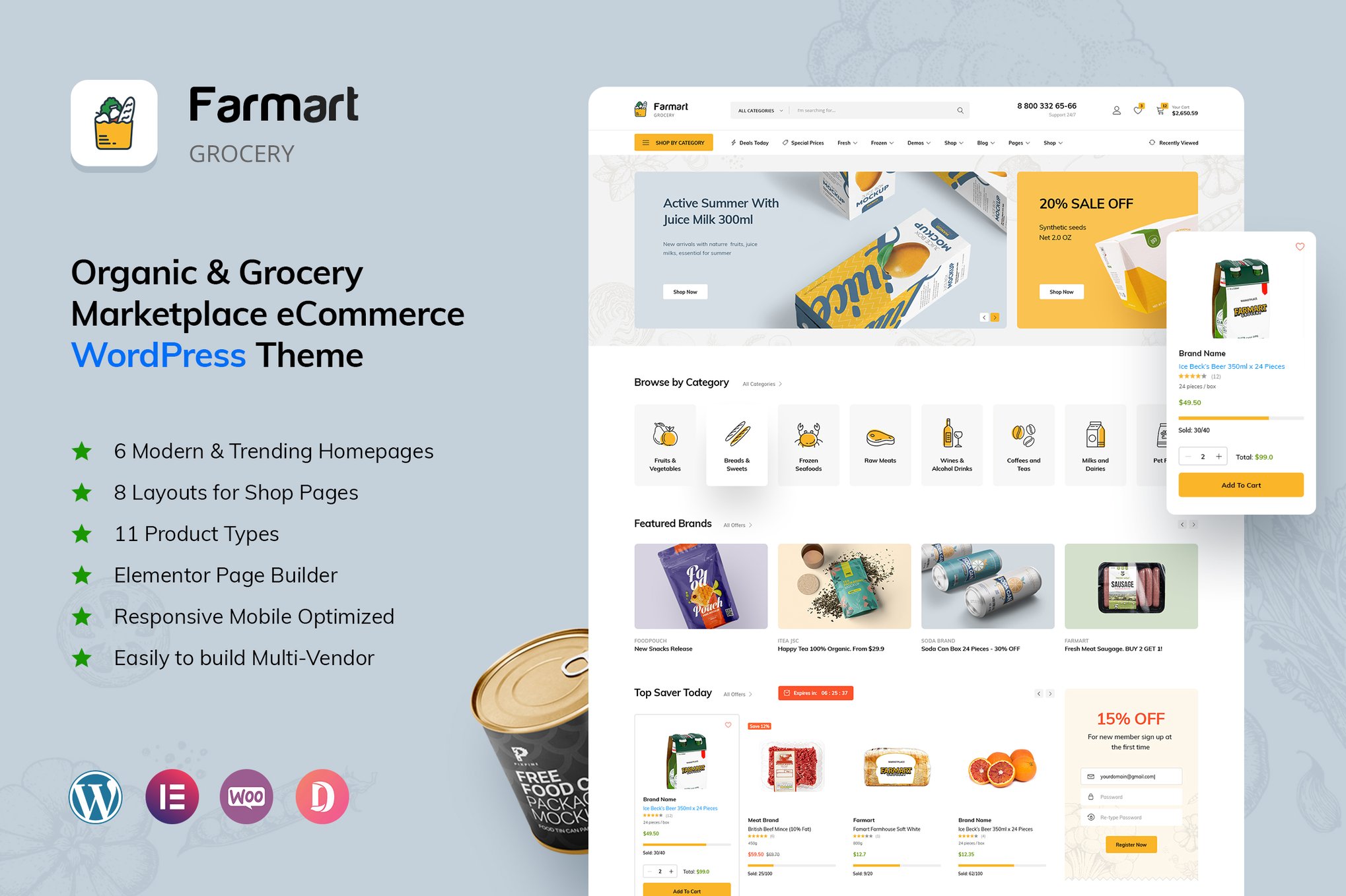 Farmart – Organic & Grocery Marketplace Wordpress