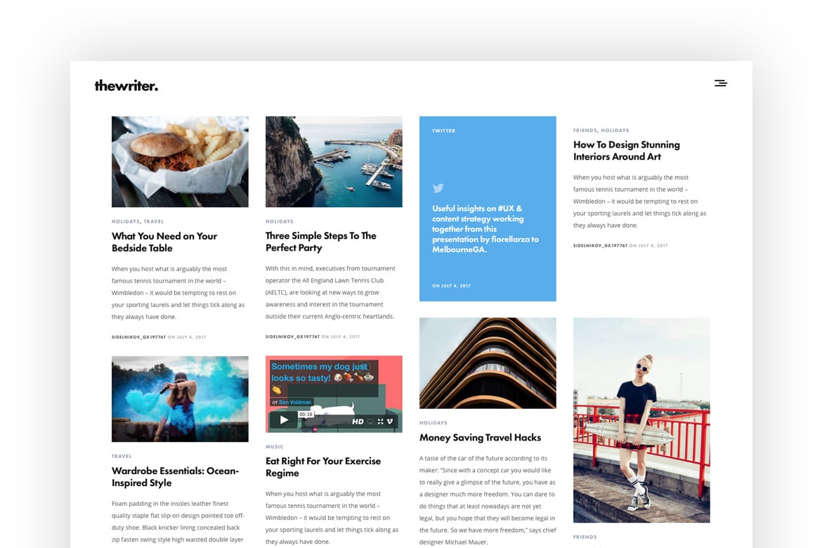 The Writer – Modern Wordpress Blog Theme The Writer – Modern Wordpress Blog Theme