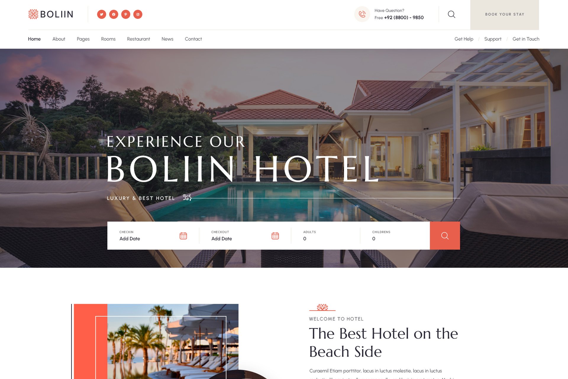 Boliin – Resort & Hotel Booking Wordpress Theme