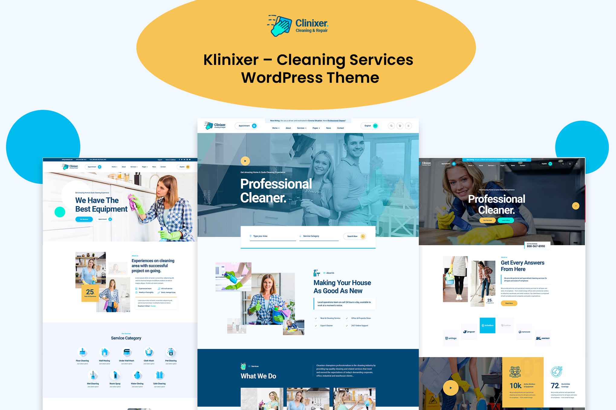 Klinixer – Cleaning Services Wordpress Theme