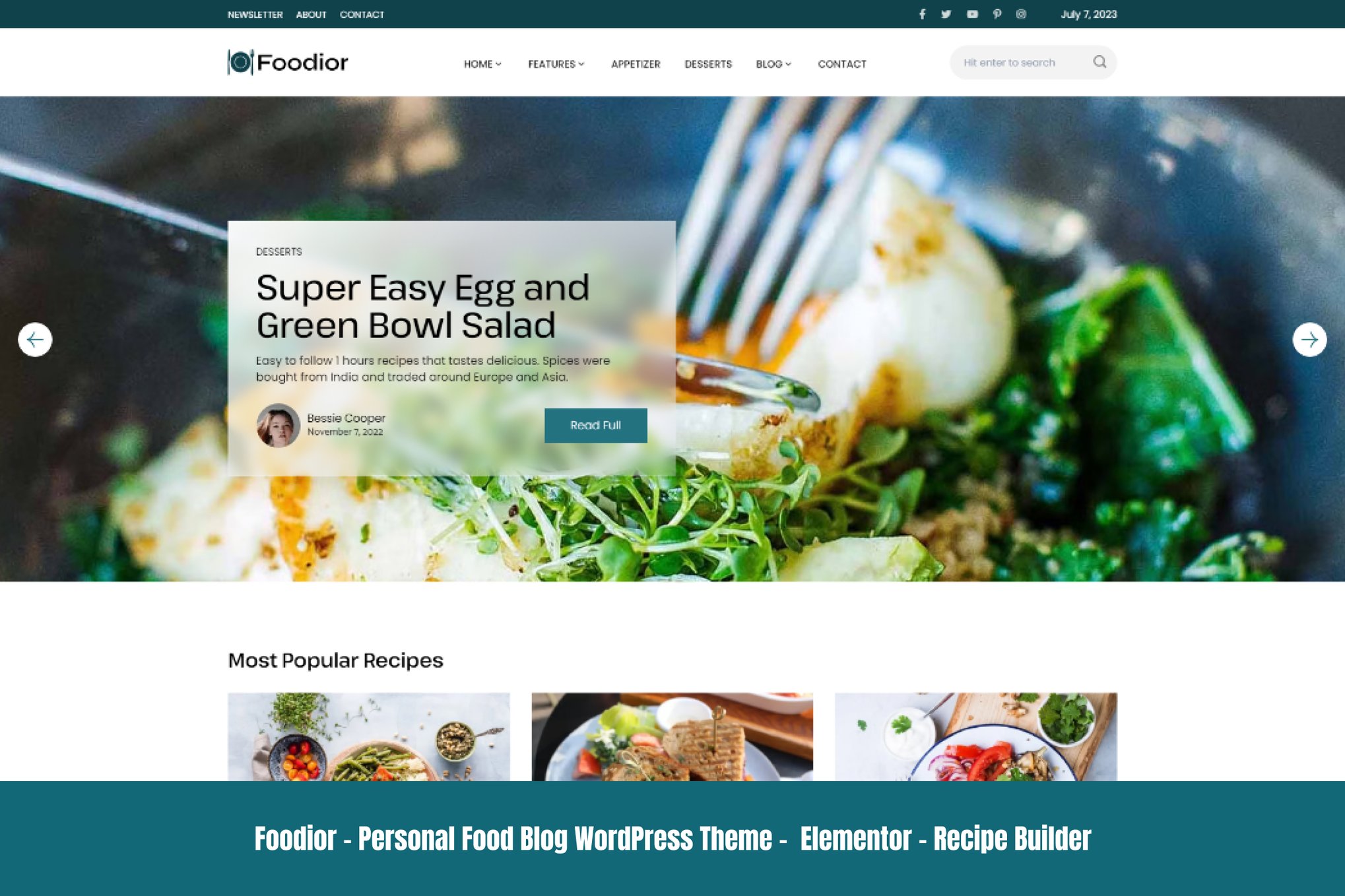 Foodior – Personal Food Blog Wordpress Theme